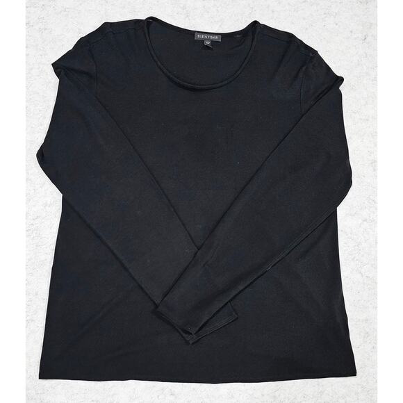 Eileen Fisher Tops - Eileen Fisher 100% Silk Top Blouse Long Sleeve, Black, Womens Sz L